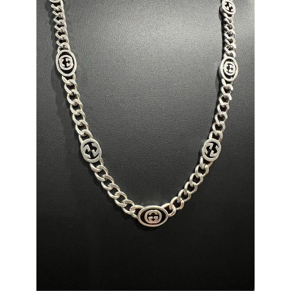 Gucci silver tone interlocking g chain necklace - Picture 5 of 9